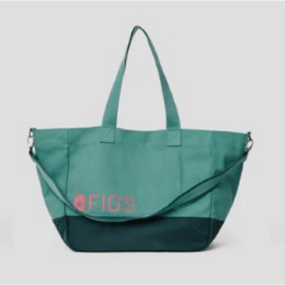 FIGS Teal and Dark Green Tote Bag